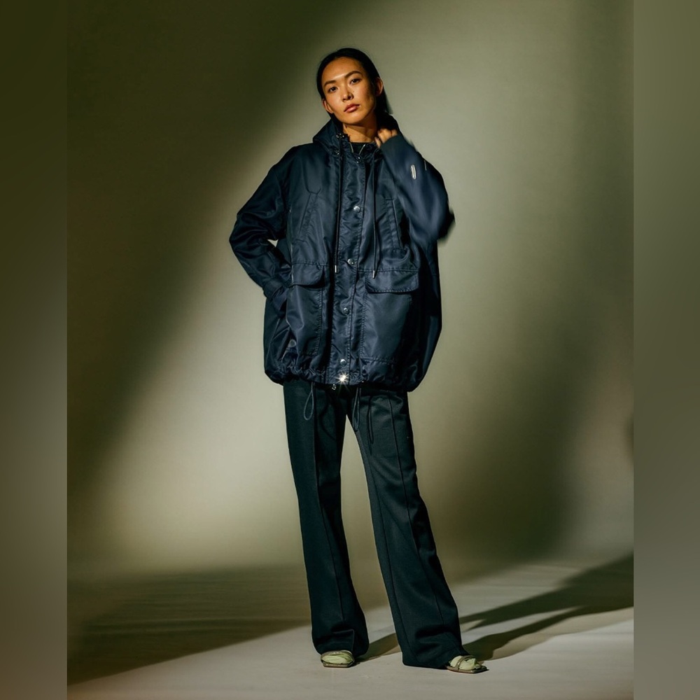 Tibi Navy Eco Nylon Anorak in XS
